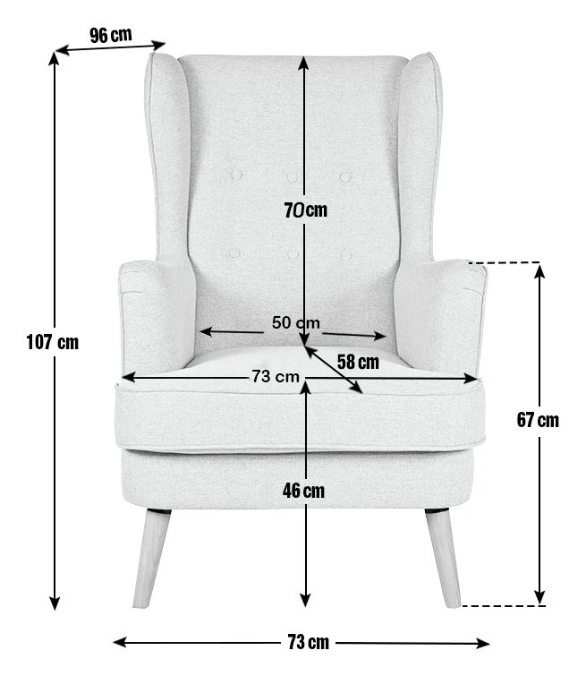 Habitat Callie Fabric Wingback Chair- Light Grey - Image 11