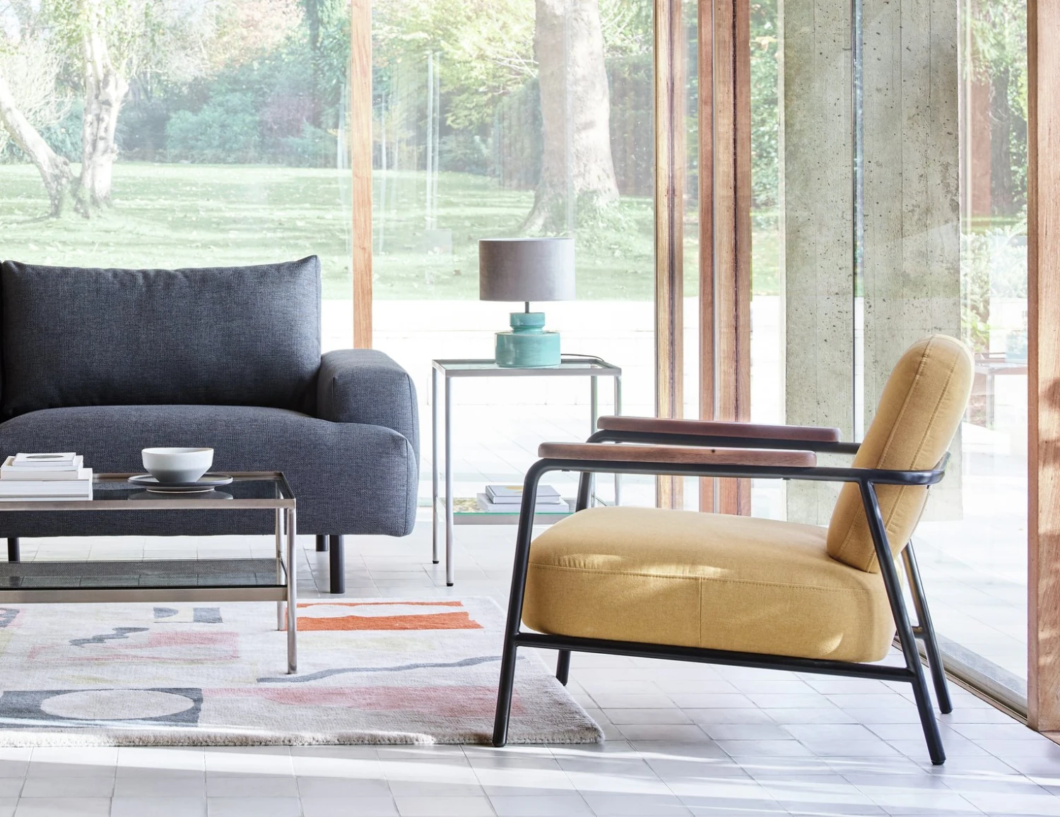 Habitat Cooper Fabric Armchair - Yellow - Image 9