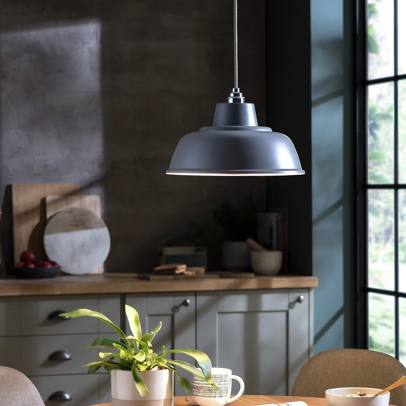 Habitat Core Metal Pendant Shade - Flint Grey