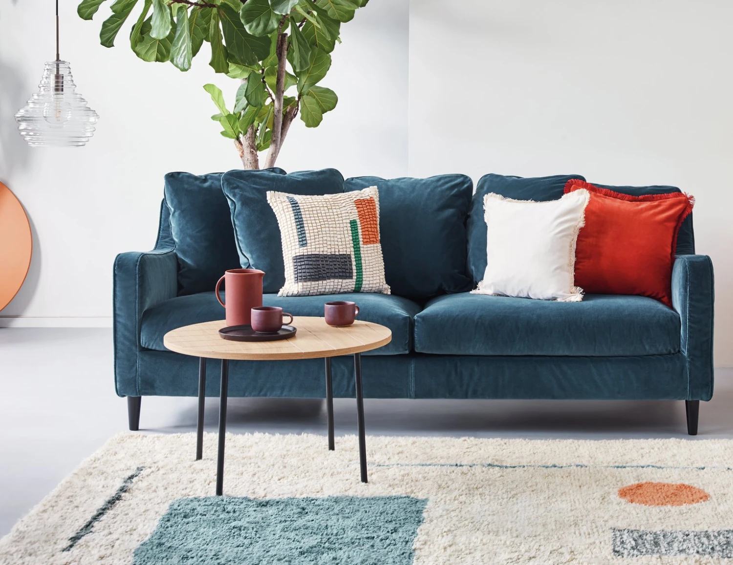 Habitat Swift Velvet 2 Seater Sofa - Blue - Image 2
