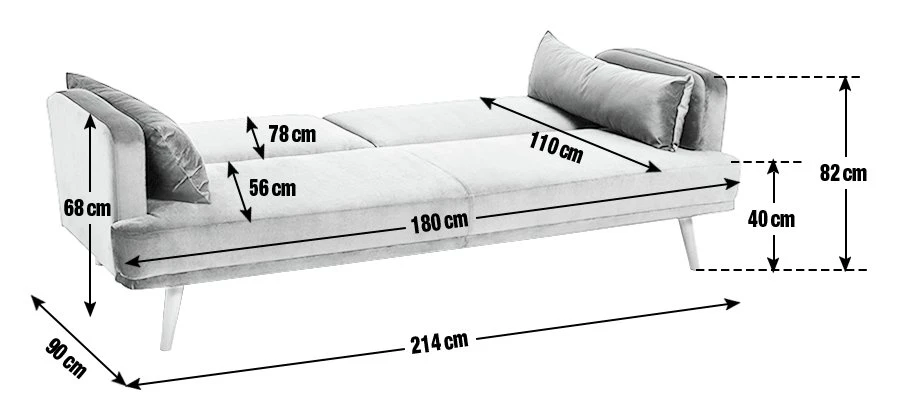 Habitat Andy 3 Seater Velvet Clic Clac Sofa Bed - Blue - Image 4