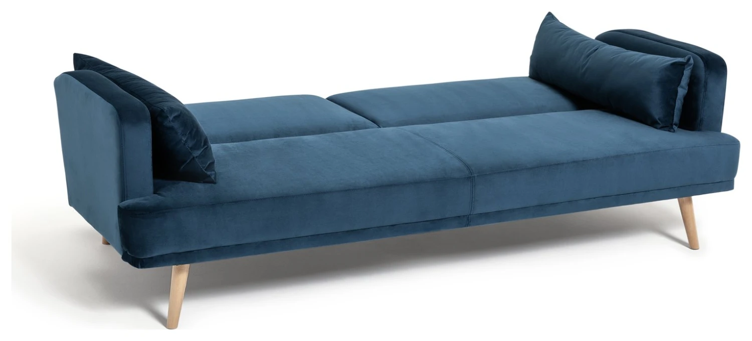 Habitat Andy 3 Seater Velvet Clic Clac Sofa Bed - Blue - Image 5