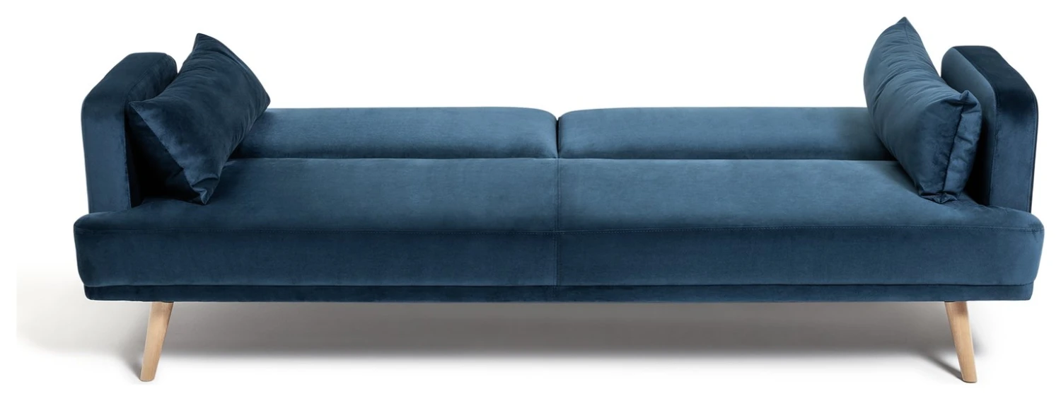 Habitat Andy 3 Seater Velvet Clic Clac Sofa Bed - Blue - Image 7