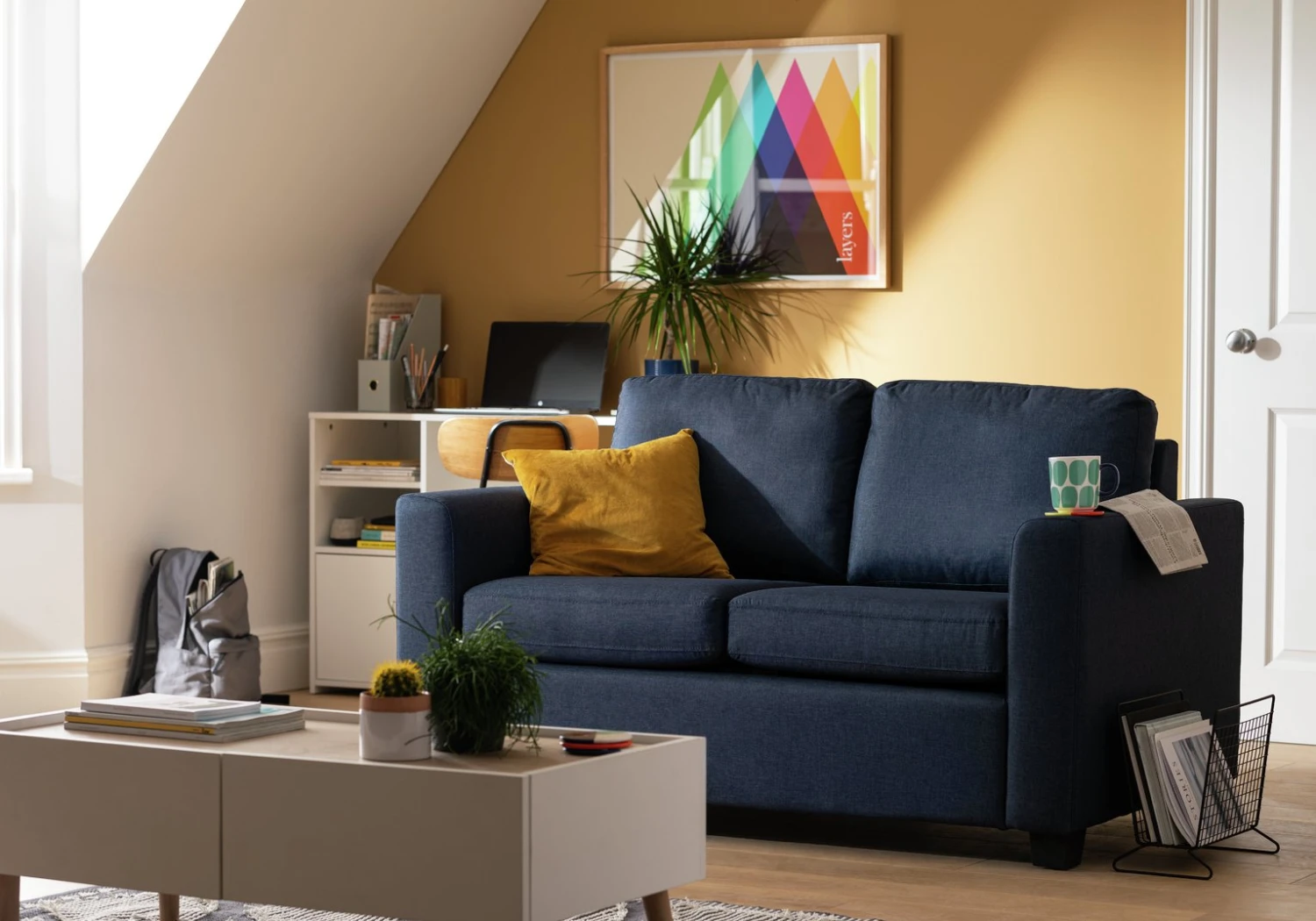 Habitat Apartment 2 Seater Fabric Sofa Bed - Navy - Image 2