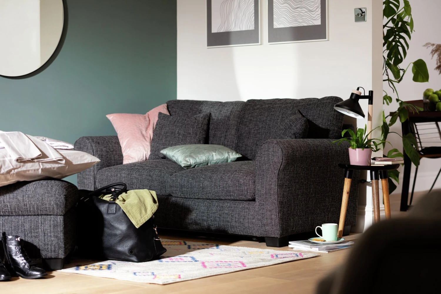 Habitat Lisbon Small Double Fabric Sofa Bed - Charcoal - Image 3