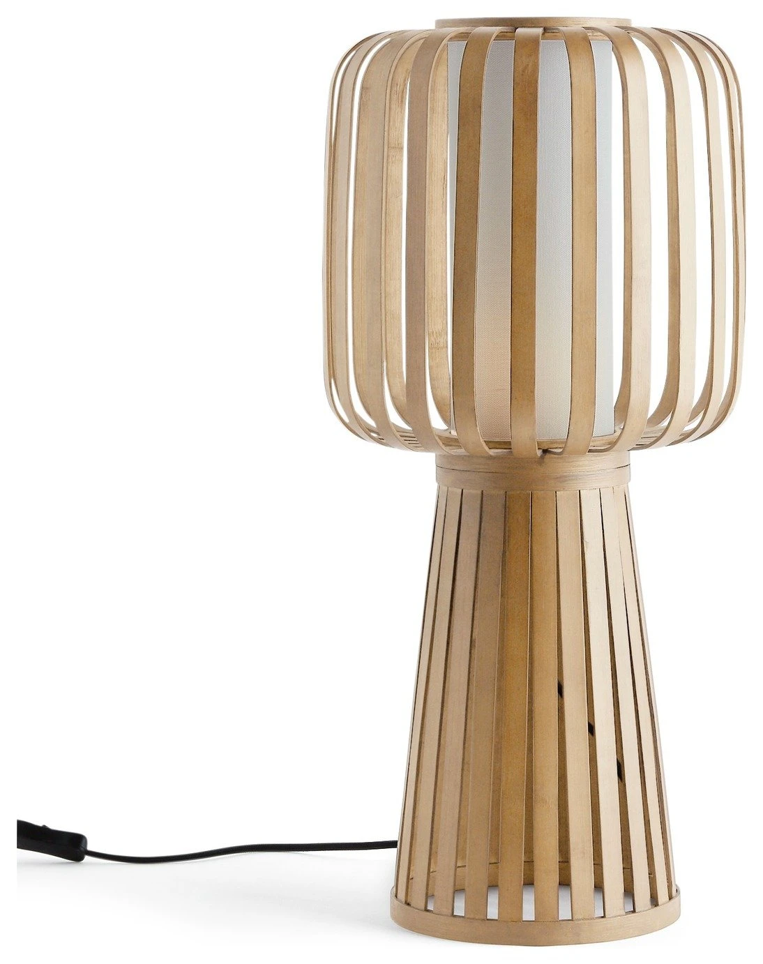 Habitat Achille Bamboo Table Lamp - Natural & White - Image 2