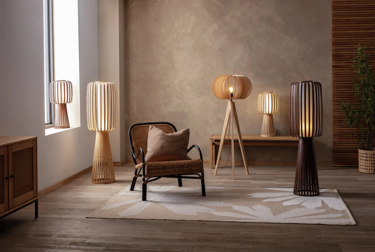 Habitat Achille Bamboo Table Lamp - Natural & White - Image 8