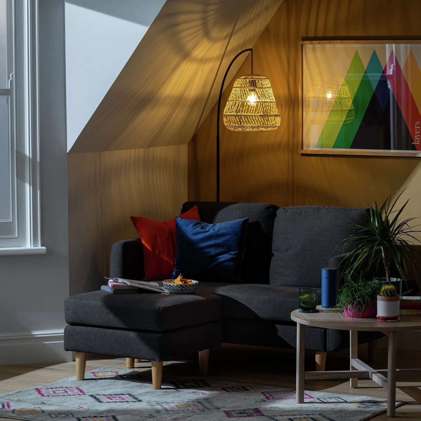 Habitat Remi Fabric 2 Seater Chaise Sofa In A Box - Charcoal - Image 2