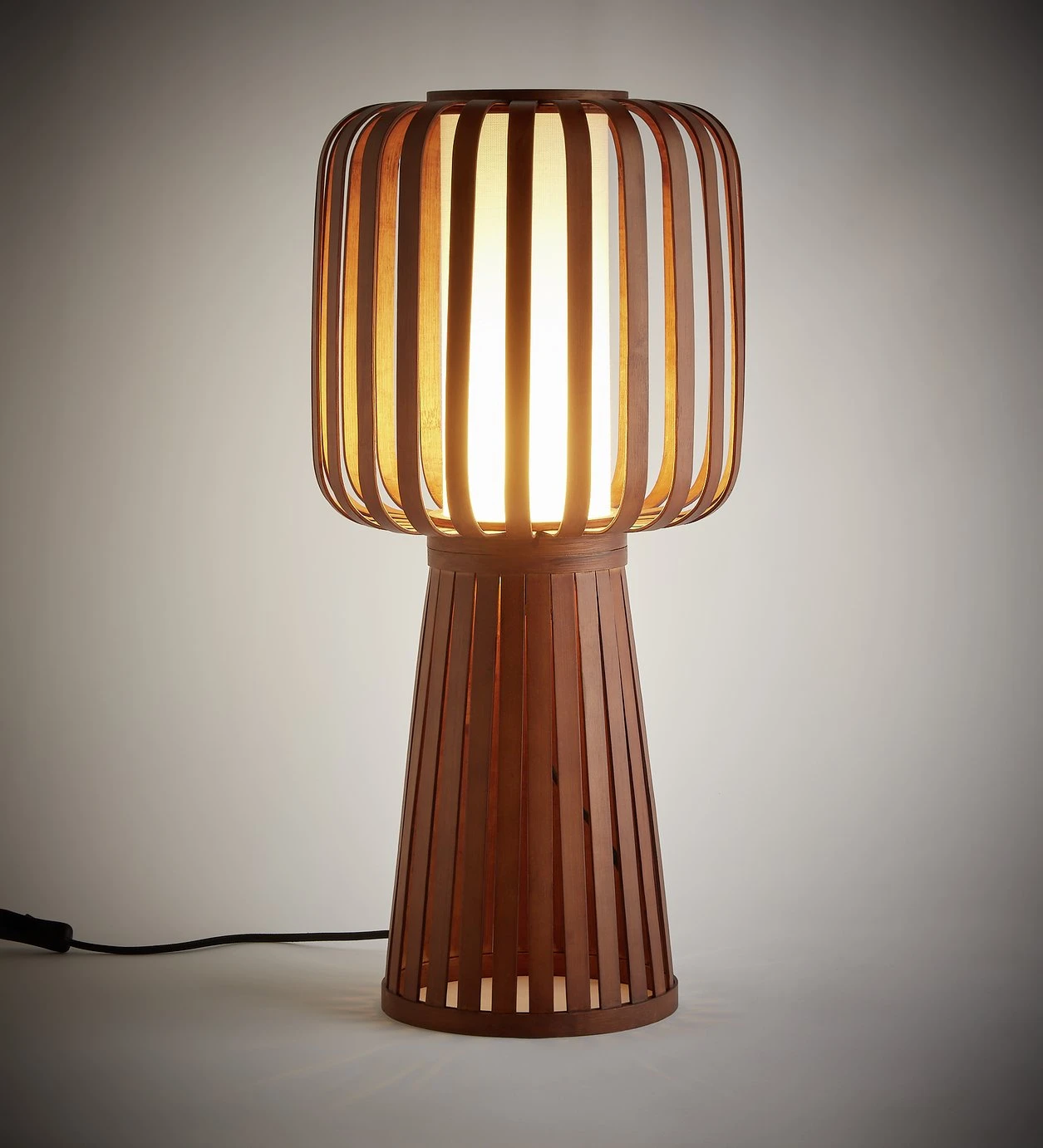 Habitat Achille Bamboo Table Lamp - Walnut & White - Image 7