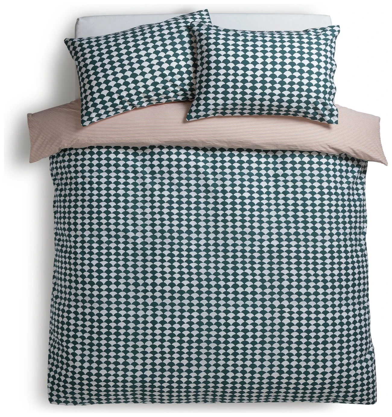 Habitat Cotton Scallop Teal Reversible Bedding Set-Superking - Image 3