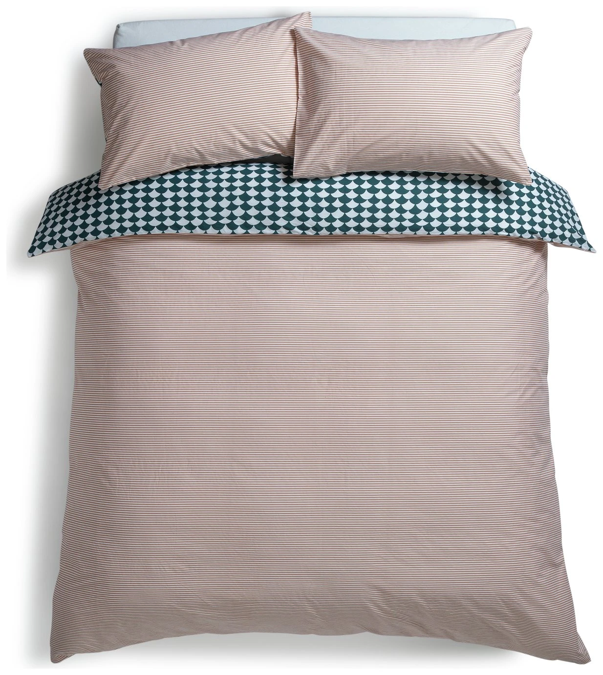 Habitat Cotton Scallop Teal Reversible Bedding Set-Superking - Image 5