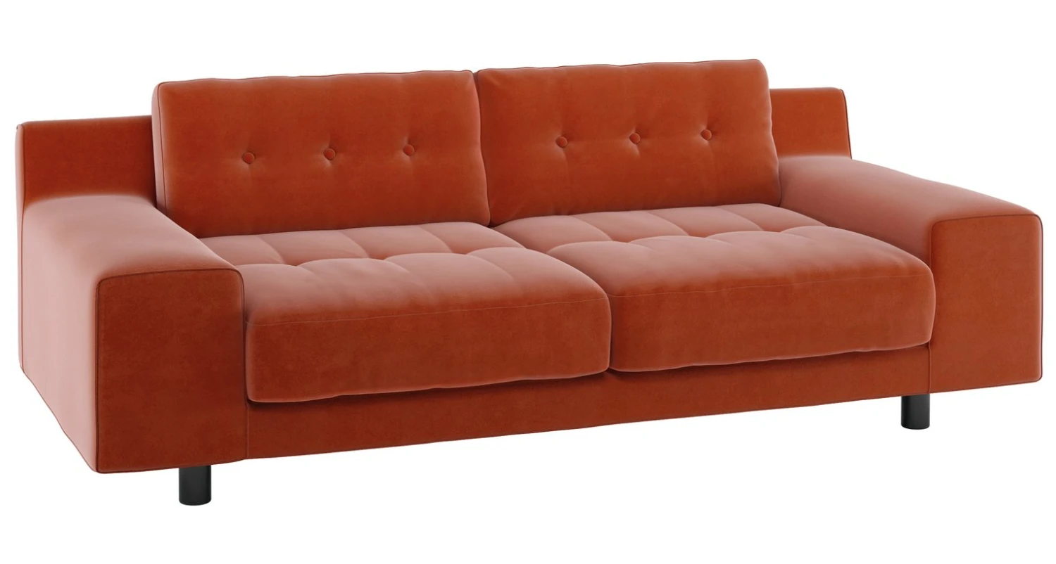 Habitat Hendricks Velvet 3 Seater Sofa - Orange - Image 7