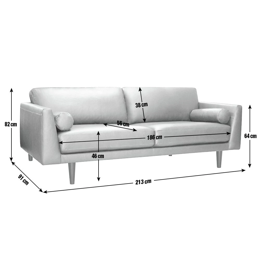 Habitat Jackson Leather 4 Seater Sofa - Grey - Image 2