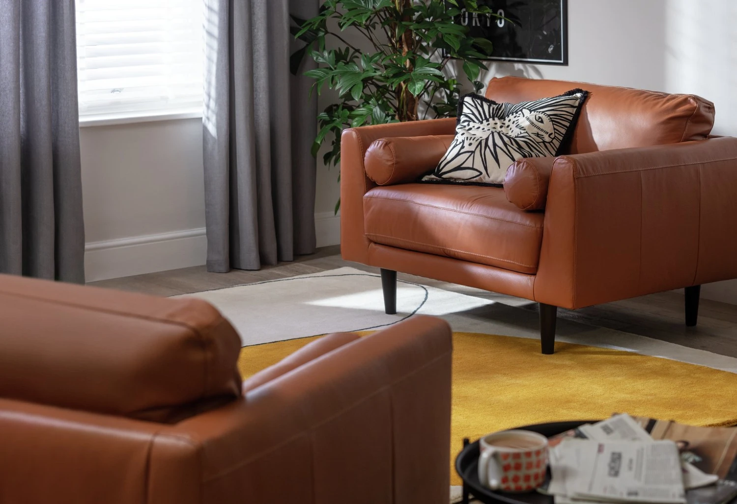 Habitat Jackson Leather Cuddle Chair - Tan - Image 2