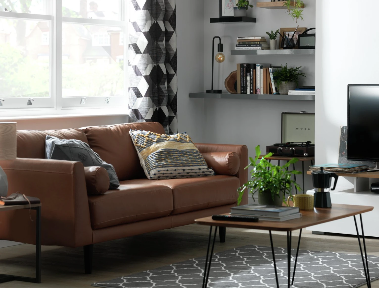 Habitat Jackson Leather 3 Seater Sofa - Tan - Image 2