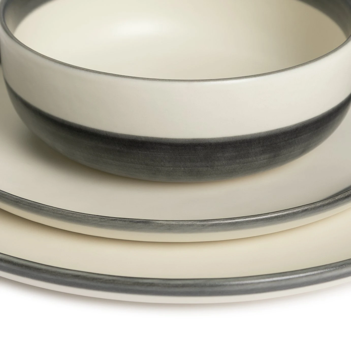 Habitat Stripe 12 Piece Stoneware Dinner Set - Multicoloured - Image 5