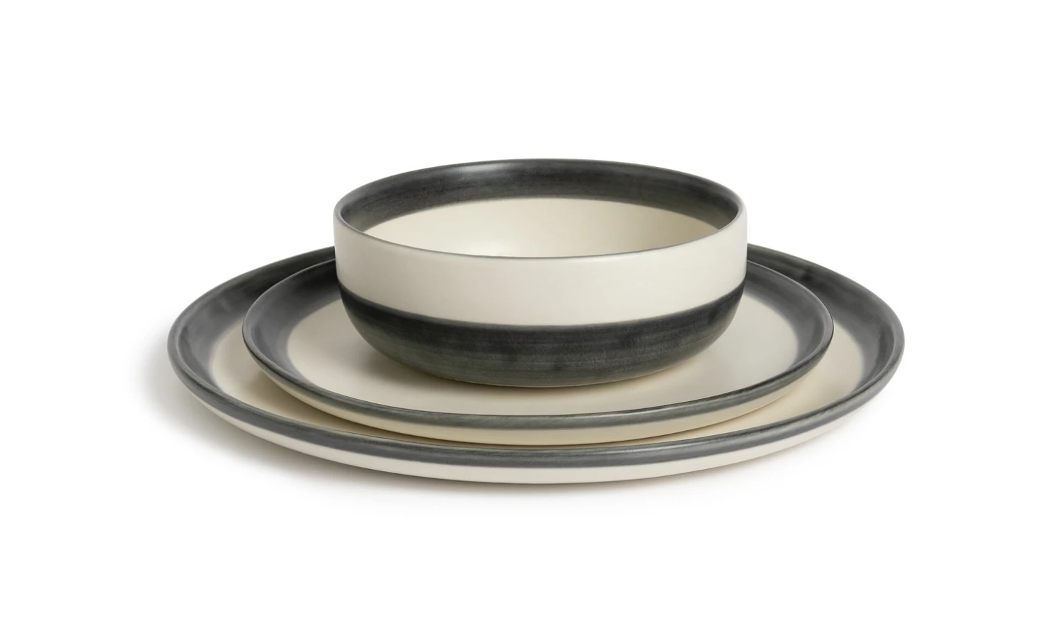 Habitat Stripe 12 Piece Stoneware Dinner Set - Multicoloured - Image 3