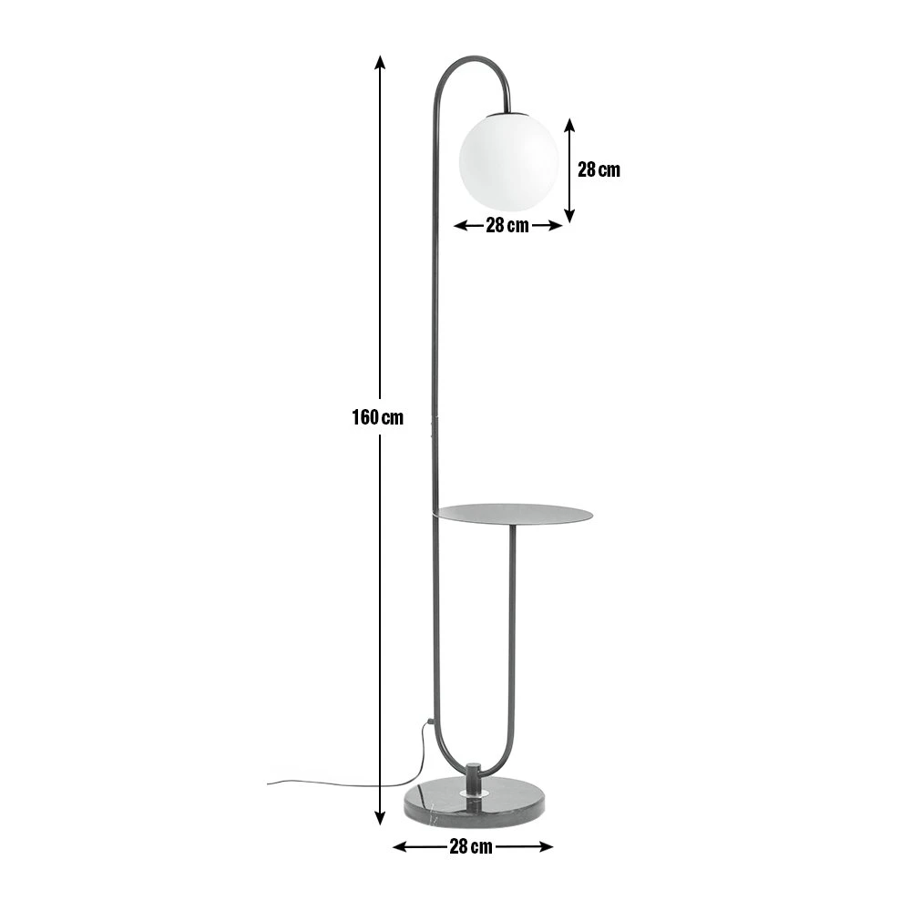 Habitat Sagara Opal Shelf Floor Lamp - Black - Image 2