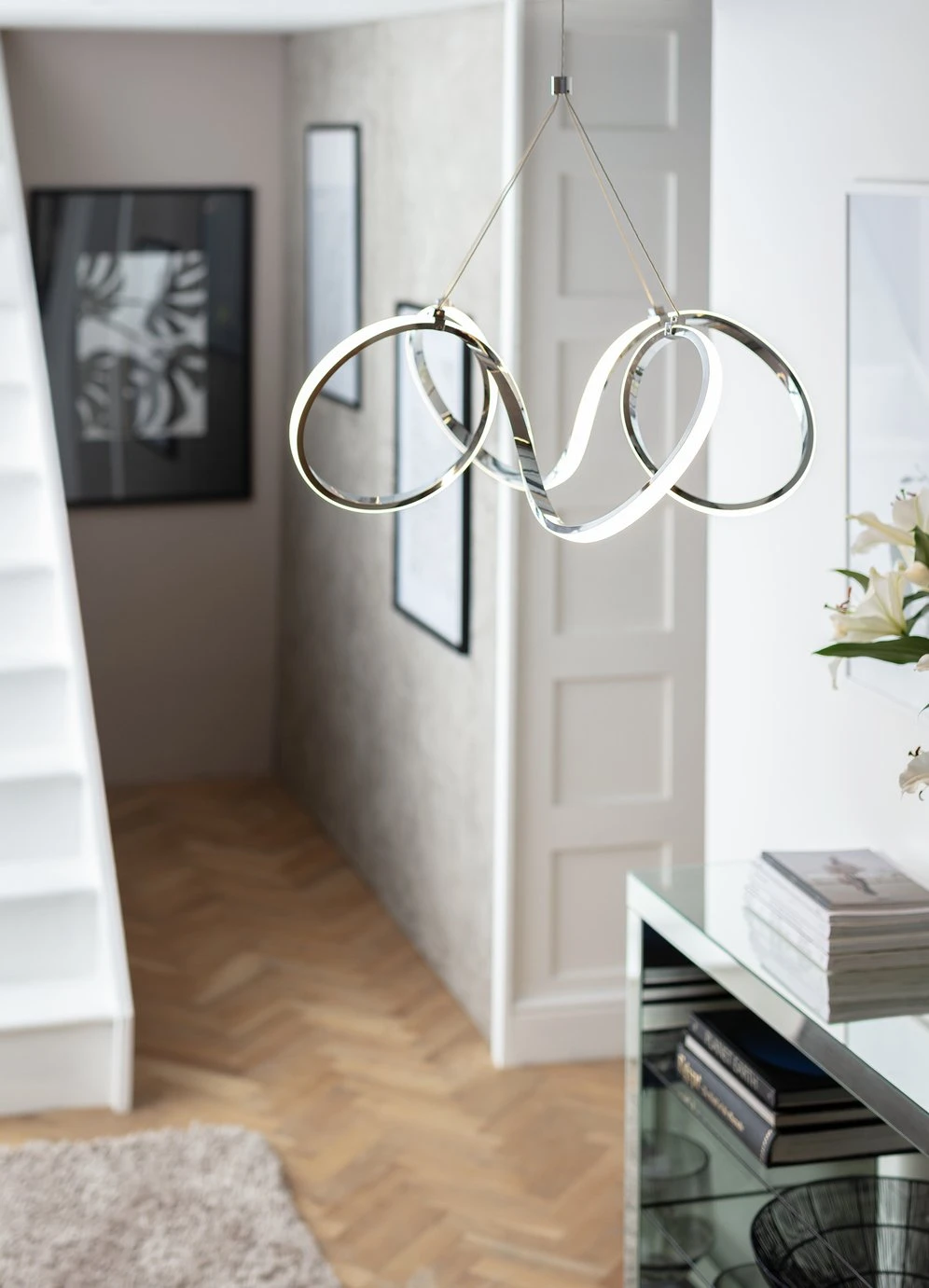 Habitat Spiral Metal LED Pendant Light - Chrome - Image 6