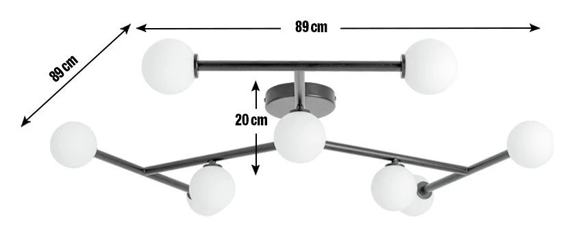 Habitat Alonso 9 Light Flush To Ceiling Light -Black & White - Image 3