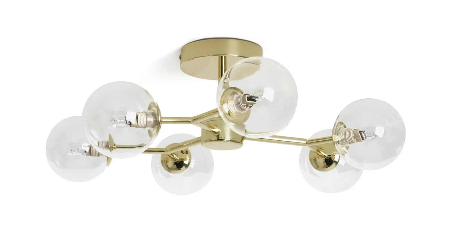 Habitat Molecular 6 Light Metal Flush Ceiling Light - Brass - Image 2