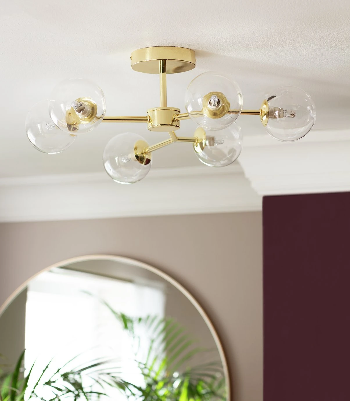 Habitat Molecular 6 Light Metal Flush Ceiling Light - Brass - Image 6
