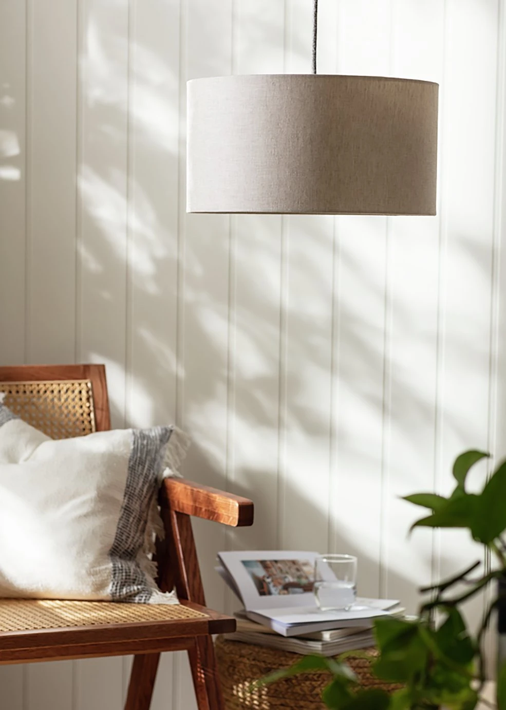 Habitat 35cm Linen Drum Shade - Oatmeal - Image 2