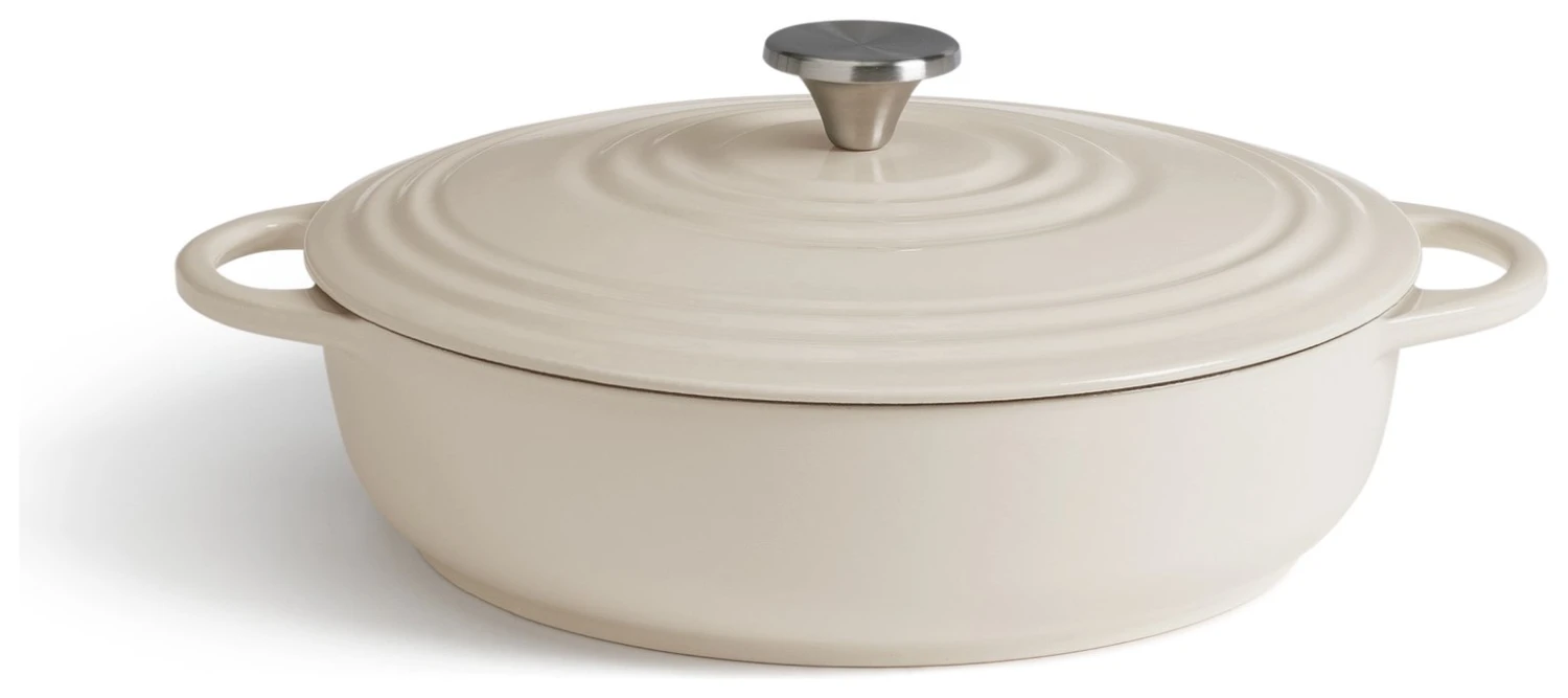 Habitat 4 Litre Cast Iron Shallow Casserole Dish - Cream - Image 3