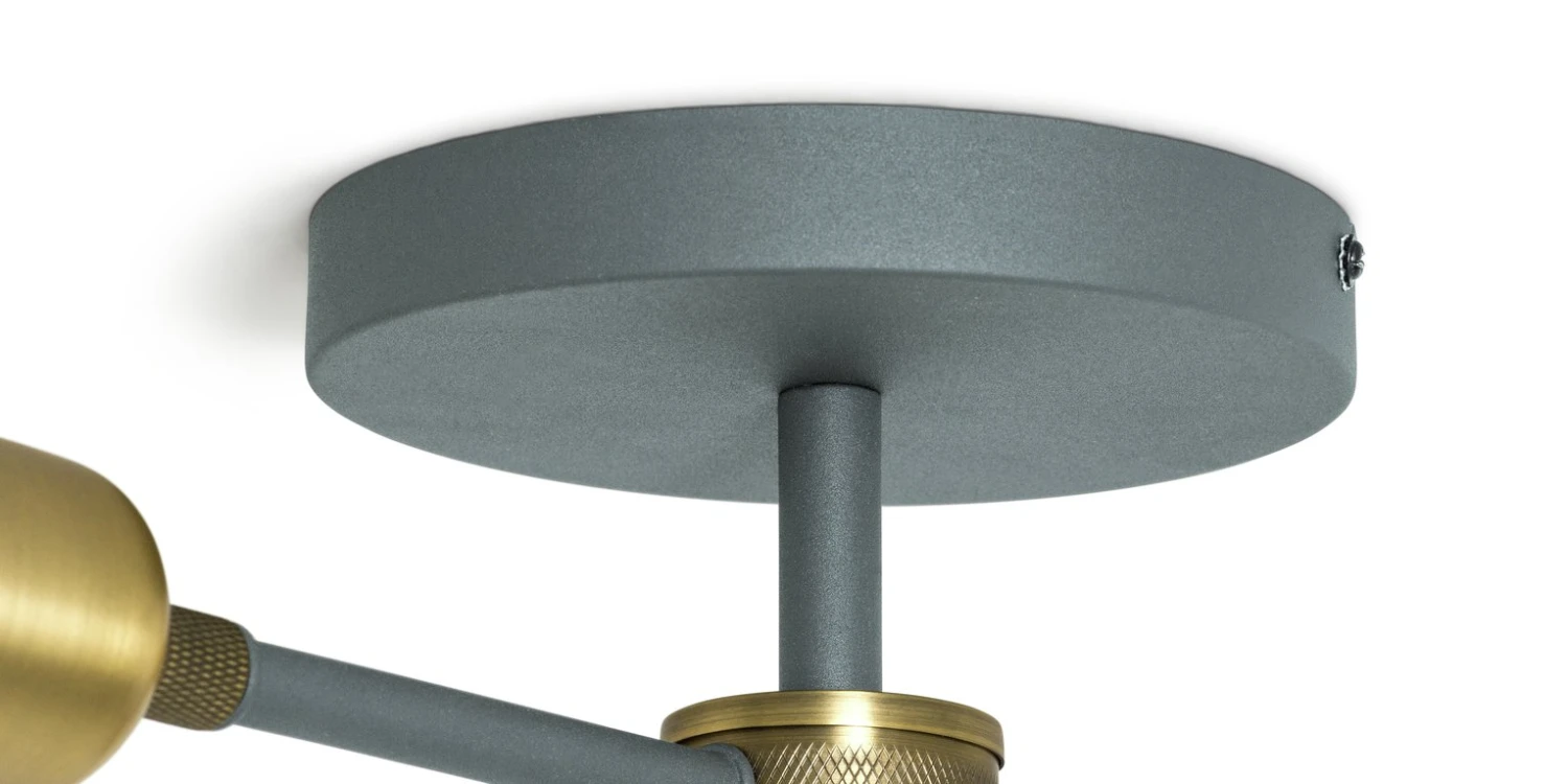 Habitat Tay 4 Light Flush To Ceiling Light - Grey & Brass - Image 4