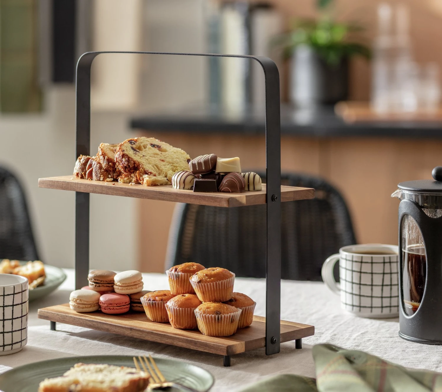 Habitat Industrial Two Tier Wooden Serving Platter - Image 2