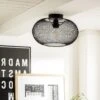 Habitat Tumba Mesh Flush To Ceiling Light - Black
