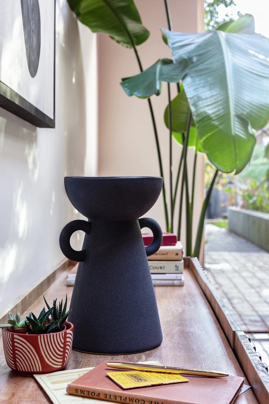 Habitat Large Ceramic Vase With Handles - Black - Image 5