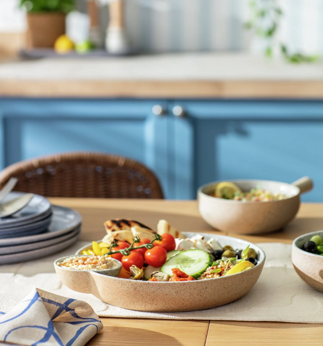 Habitat Mediterranean Stoneware Serve Bowl - Natural - Image 2