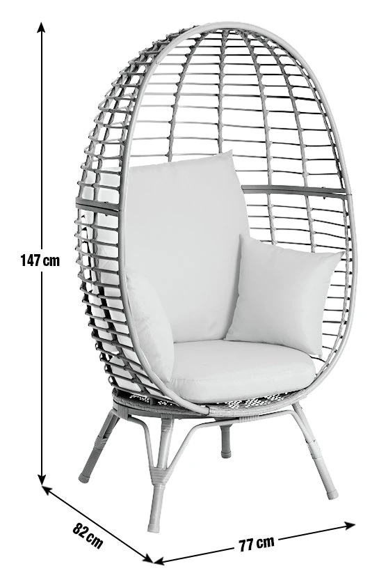 Habitat Kora Rattan Effect Garden Egg Chair - Grey - Image 4