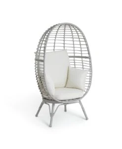 Habitat Kora Rattan Effect Garden Egg Chair - Grey