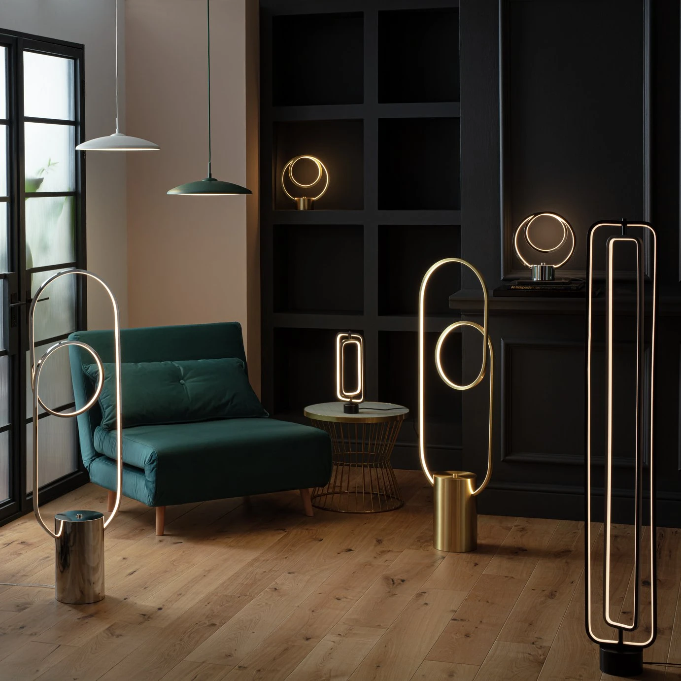 Habitat Pill LED Floor Lamp - Brushed Brass - Image 10