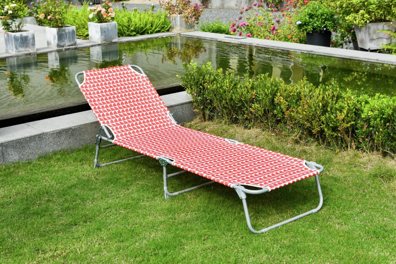 Habitat Global Leaf Folding Sun Lounger - Green - Image 2