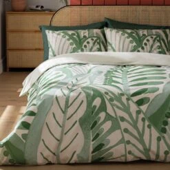 Habitat Cotton 180TC Maxi Leaf Green Bedding Set - Single