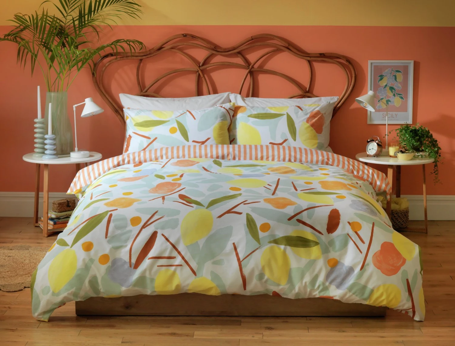 Habitat Panel Stripe Print Multicolour Bedding Set - Single - Image 2
