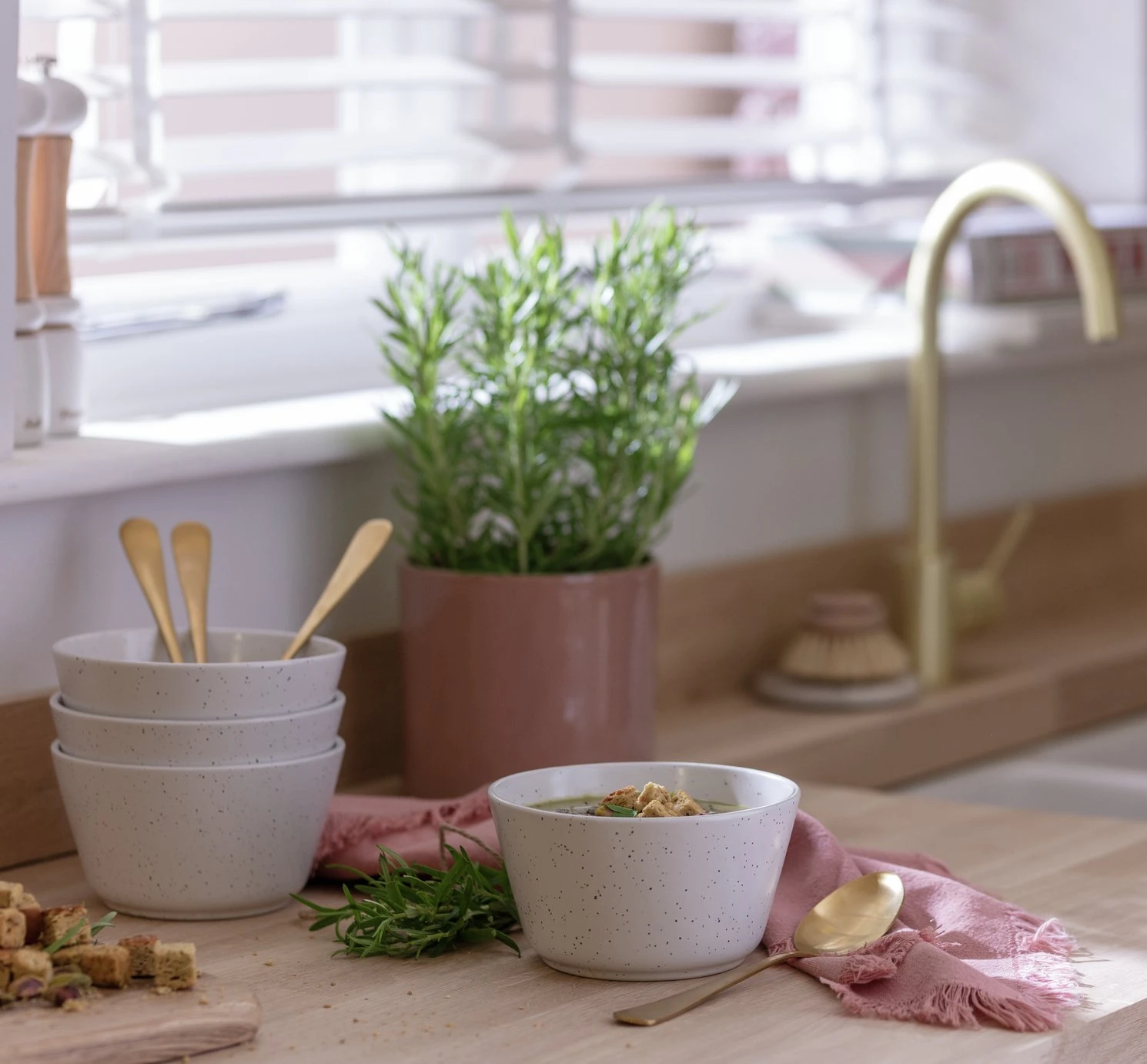 Habitat Addison Set Of 4 Stoneware Cereal Bowl - White - Image 2
