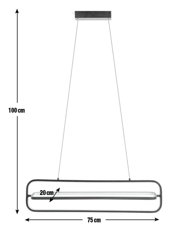 Habitat Metal LED Bar Pendant Light - Black - Image 3