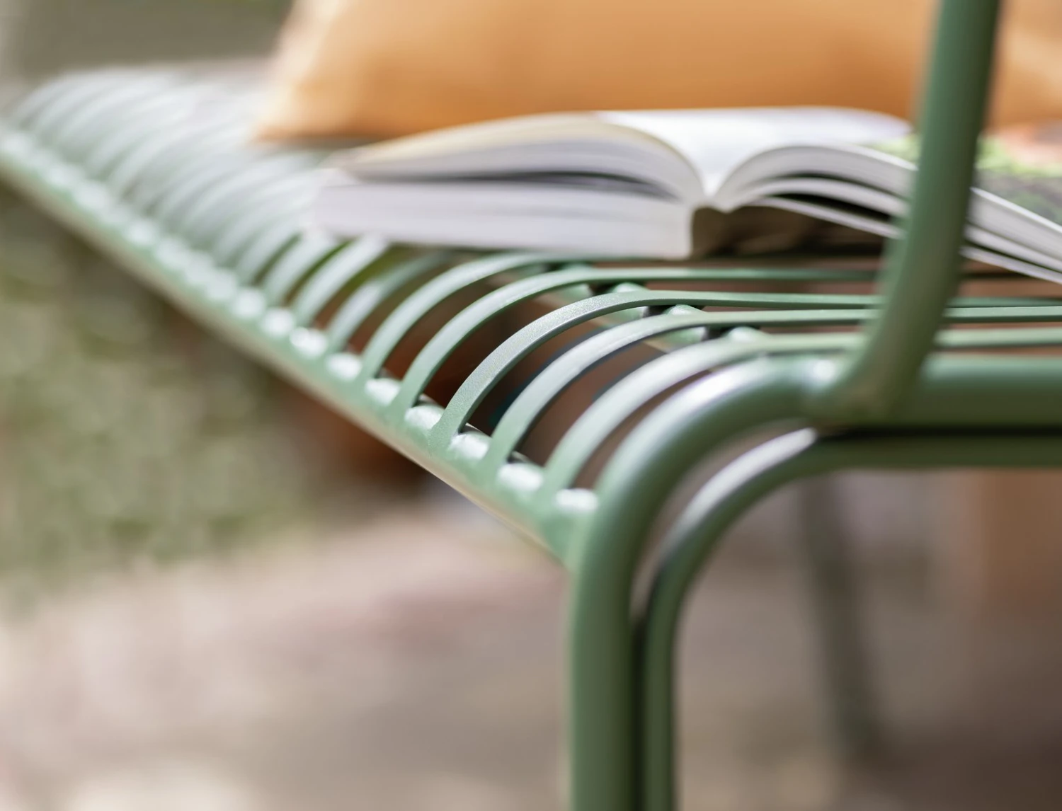 Habitat Indu 2 Seater Metal Garden Bench - Green - Image 4