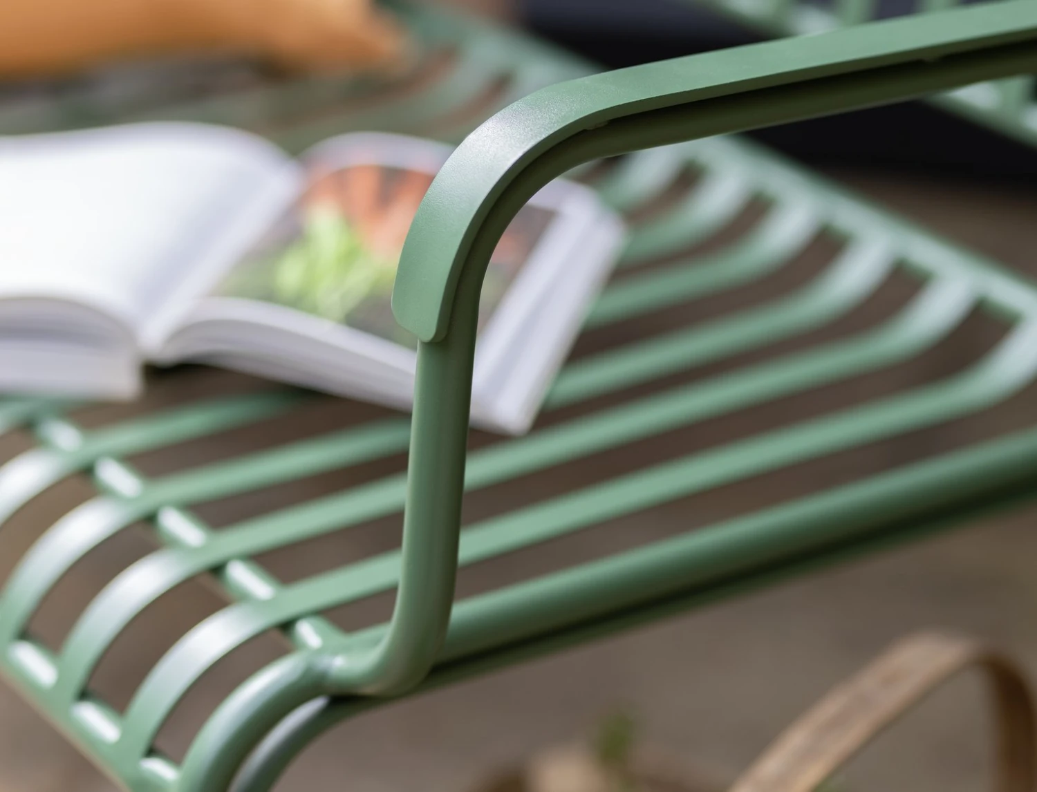 Habitat Indu 2 Seater Metal Garden Bench - Green - Image 5