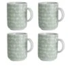 Habitat Scandi Decal Set Of 4 Mugs - White And Mint