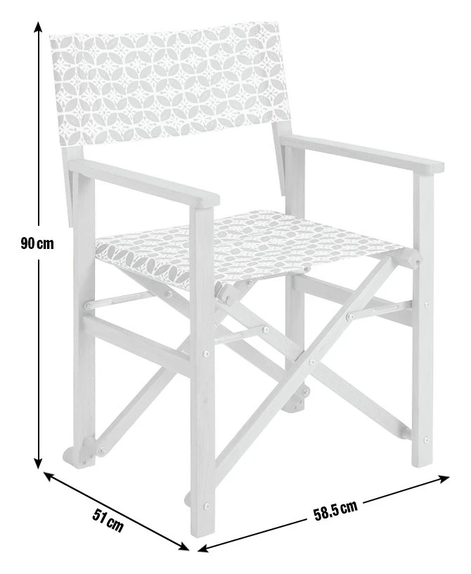Habitat Folding Wooden Director Chair - Grey & White - Image 5