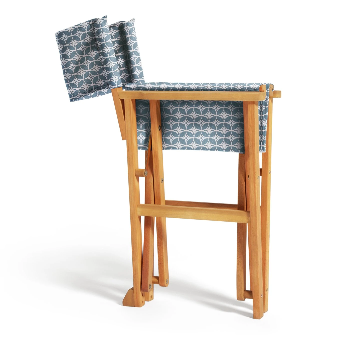 Habitat Folding Wooden Director Chair - Grey & White - Image 8