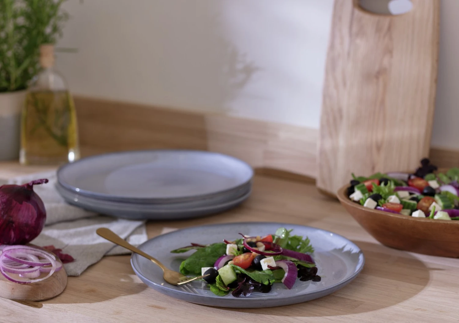 Habitat Evora 4 Piece Stoneware Dinner Plate - Blue - Image 2