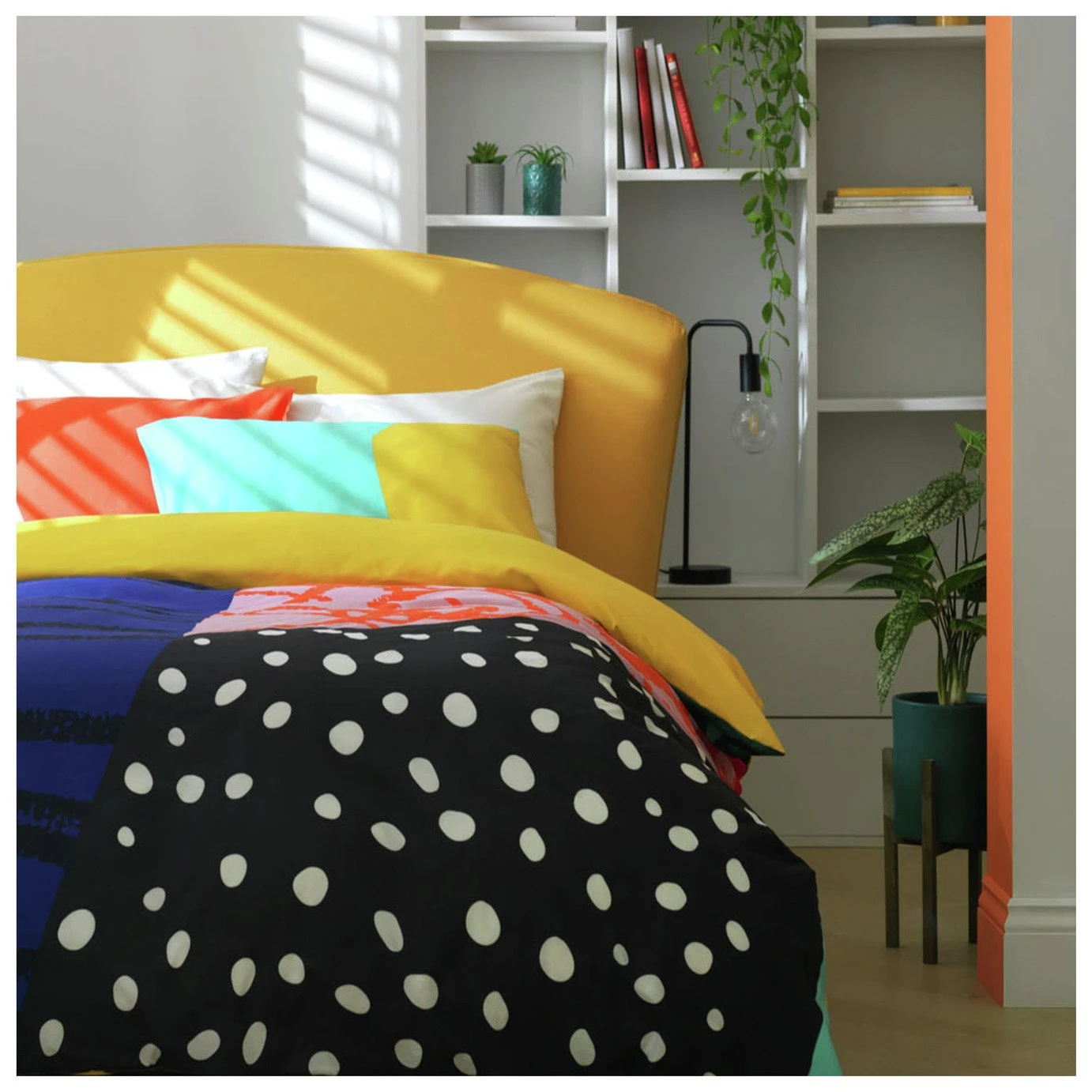 Habitat Panel Print Multicolour Bedding Set - Single