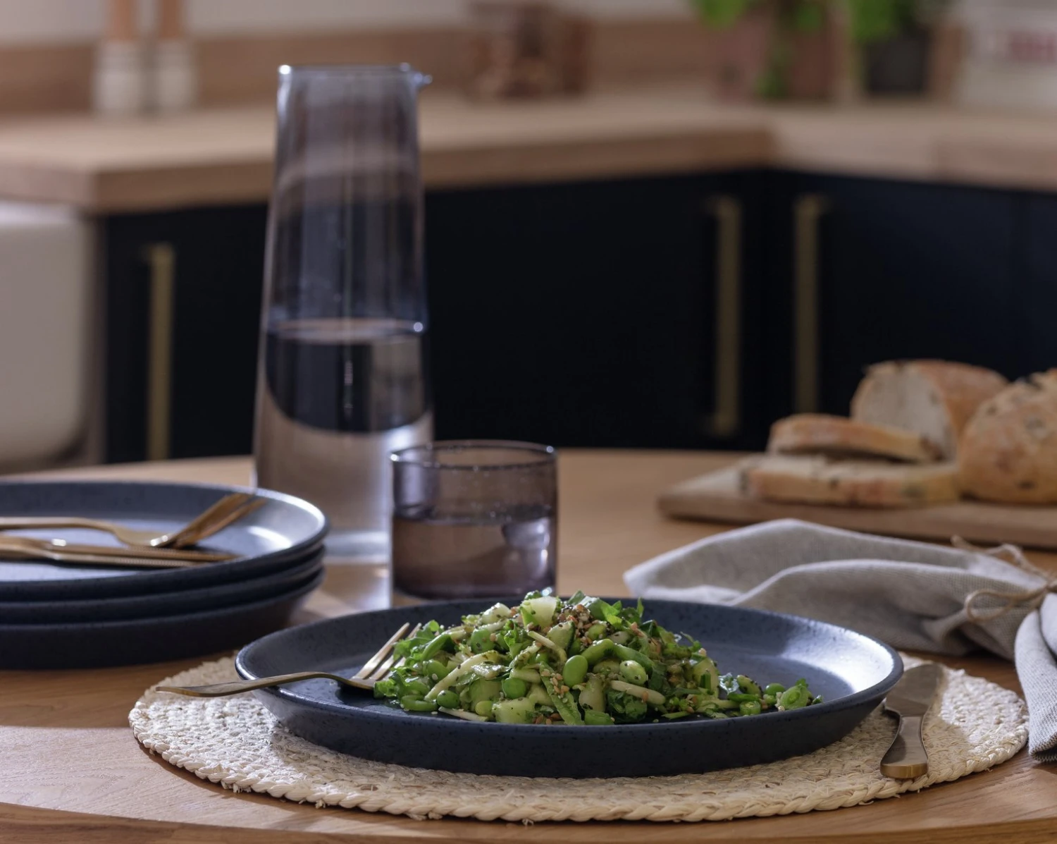 Habitat Addison 4 Piece Stoneware Dinner Plate - Blue - Image 2